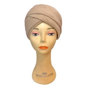 Vintage BERGDORF GOODMAN Beige Cashmere Knit Turban Hat, Size S